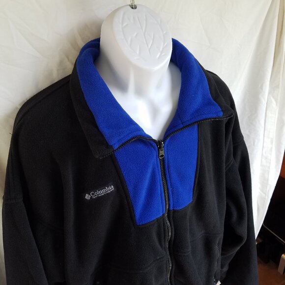 Columbia XL Full Zip Fleece Blue Black Jacket - Picture 4 of 13